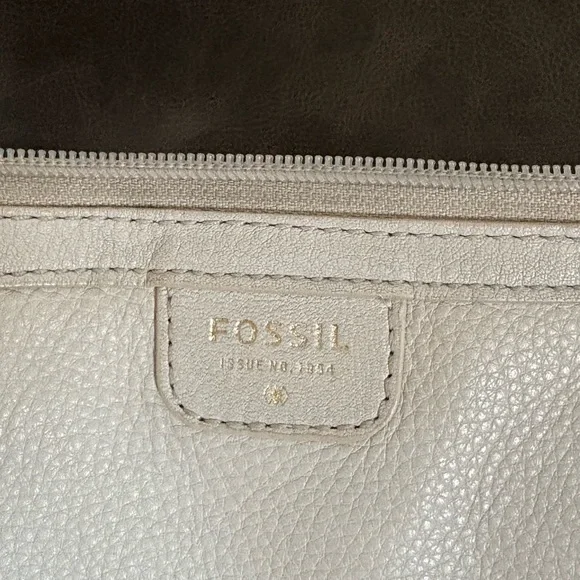 Fossil Cream Leather Tote Bag - Picture 4 of 16